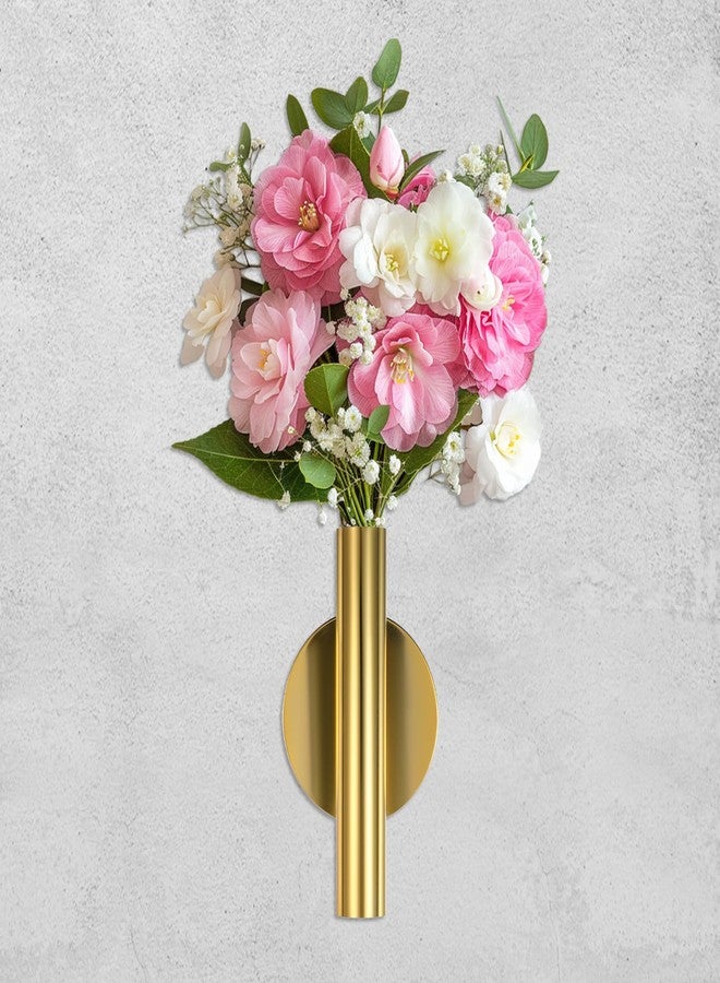 Zyghjort 2 PCS Wall Vases for Flowers, Gold Flower Vase Metal Hanging Plant Holder Small Gold Vase Flowers Tube Wall Planter Hanging Vase for Modern Home Decor Display Dried Faux Flower Fake Flower - Image 2